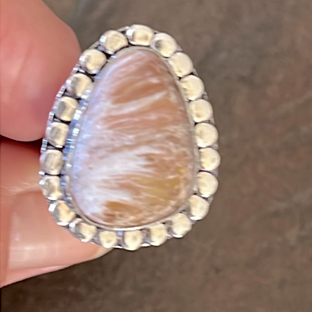 925 beautiful stone earth tone colors Ring. Size 8